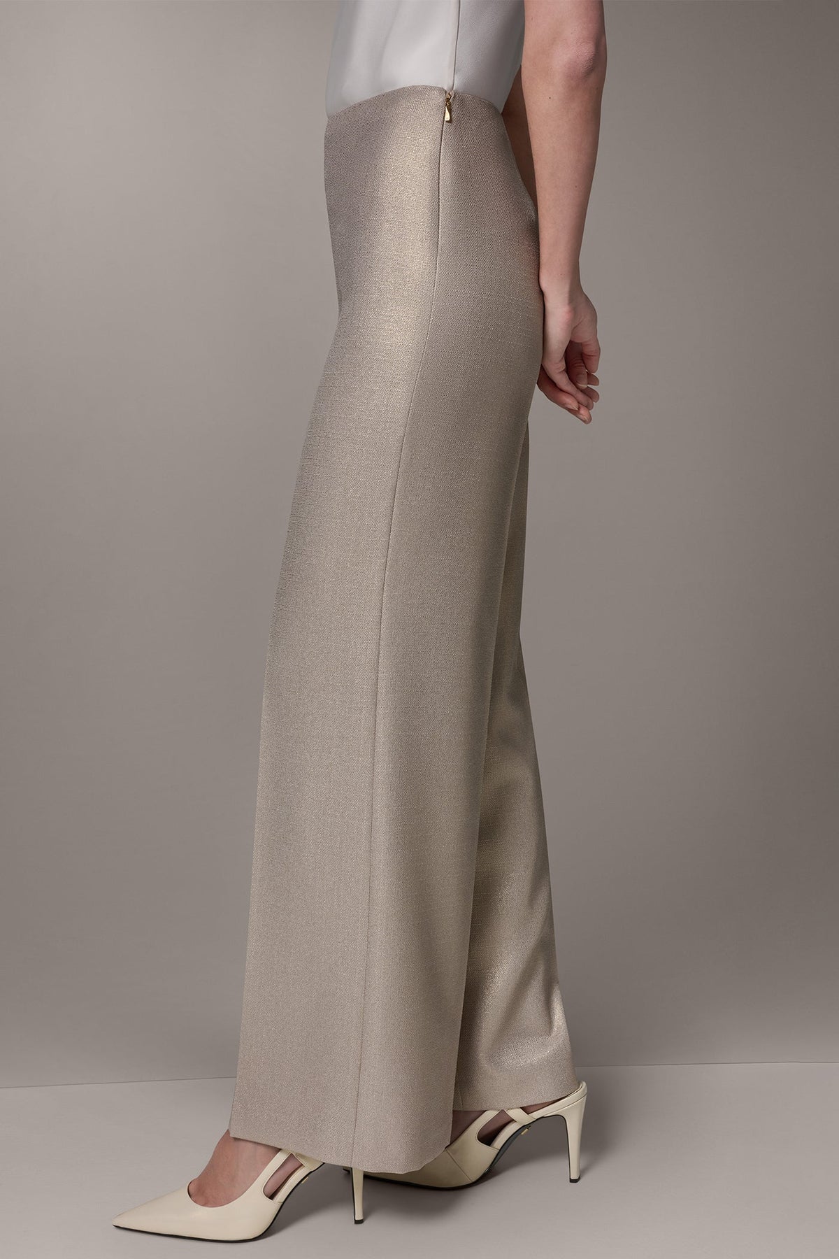 EXTRA HIGH-RISE METALLIC WIDE-LEG PANT - Light Fawn/Gold