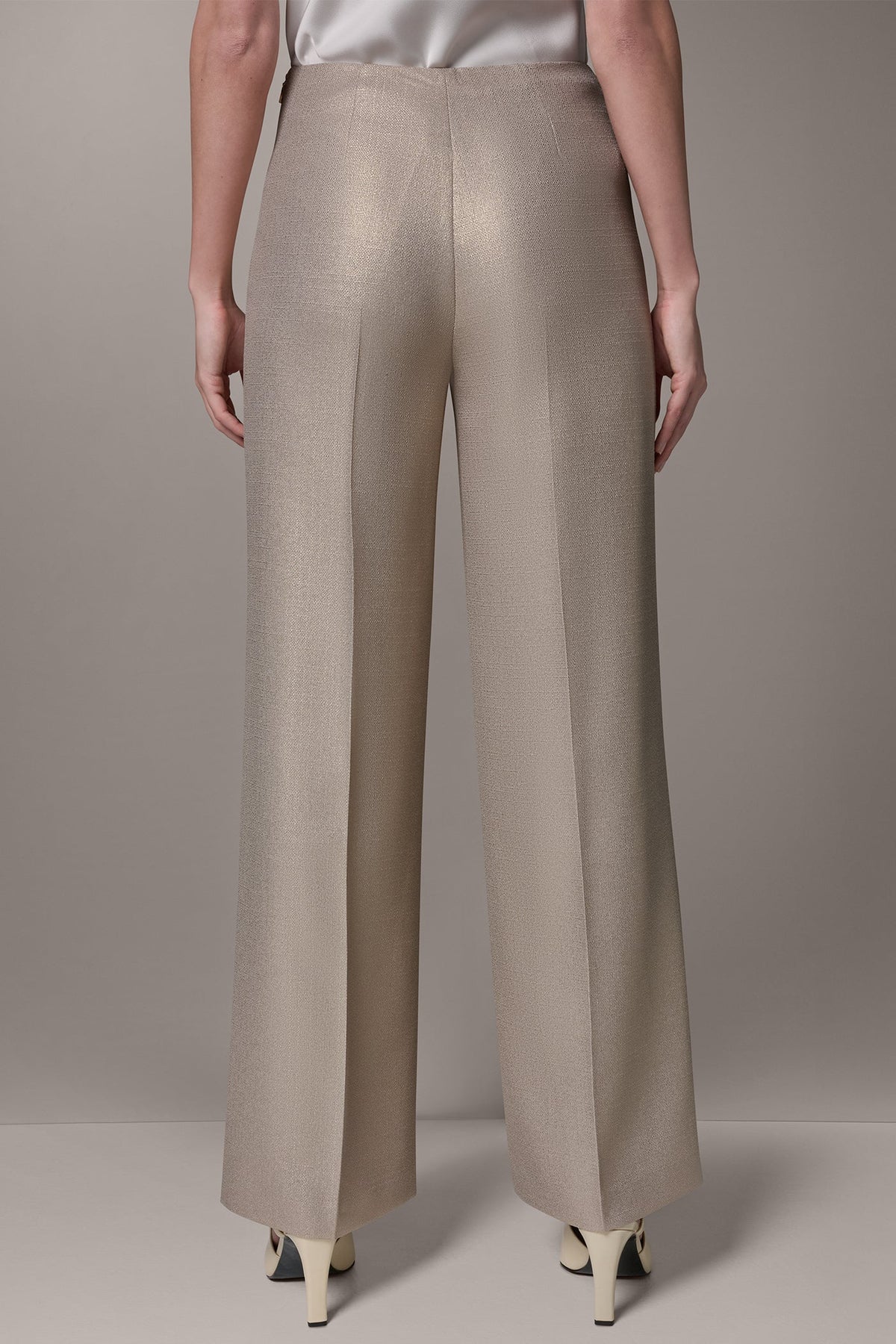 EXTRA HIGH-RISE METALLIC WIDE-LEG PANT - Light Fawn/Gold