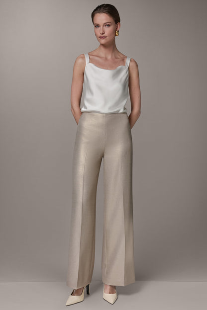 EXTRA HIGH-RISE METALLIC WIDE-LEG PANT - Light Fawn/Gold