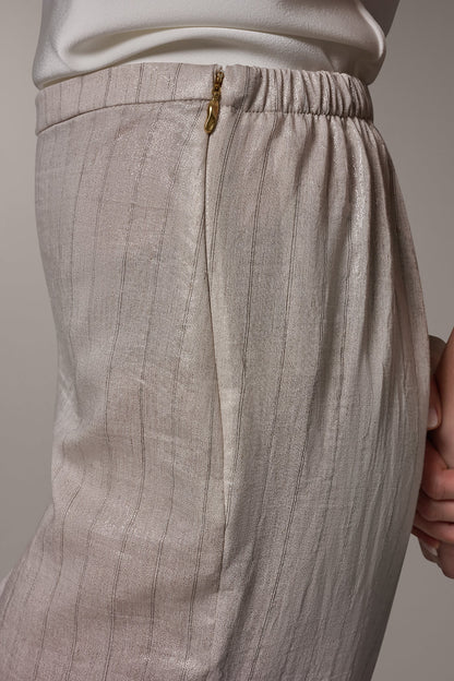 HIGH-RISE METALLIC PINSTRIPE WIDE-LEG PANT - Sisal/Canyon