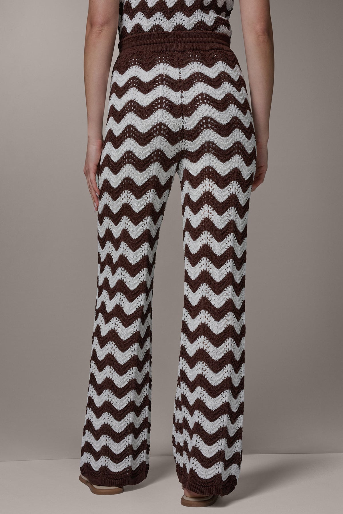 HIGH-RISE POINTELLE STRIPE PULL ON PANT - Canyon/Cream