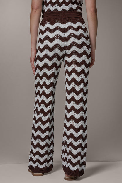HIGH-RISE POINTELLE STRIPE PULL ON PANT - Canyon/Cream