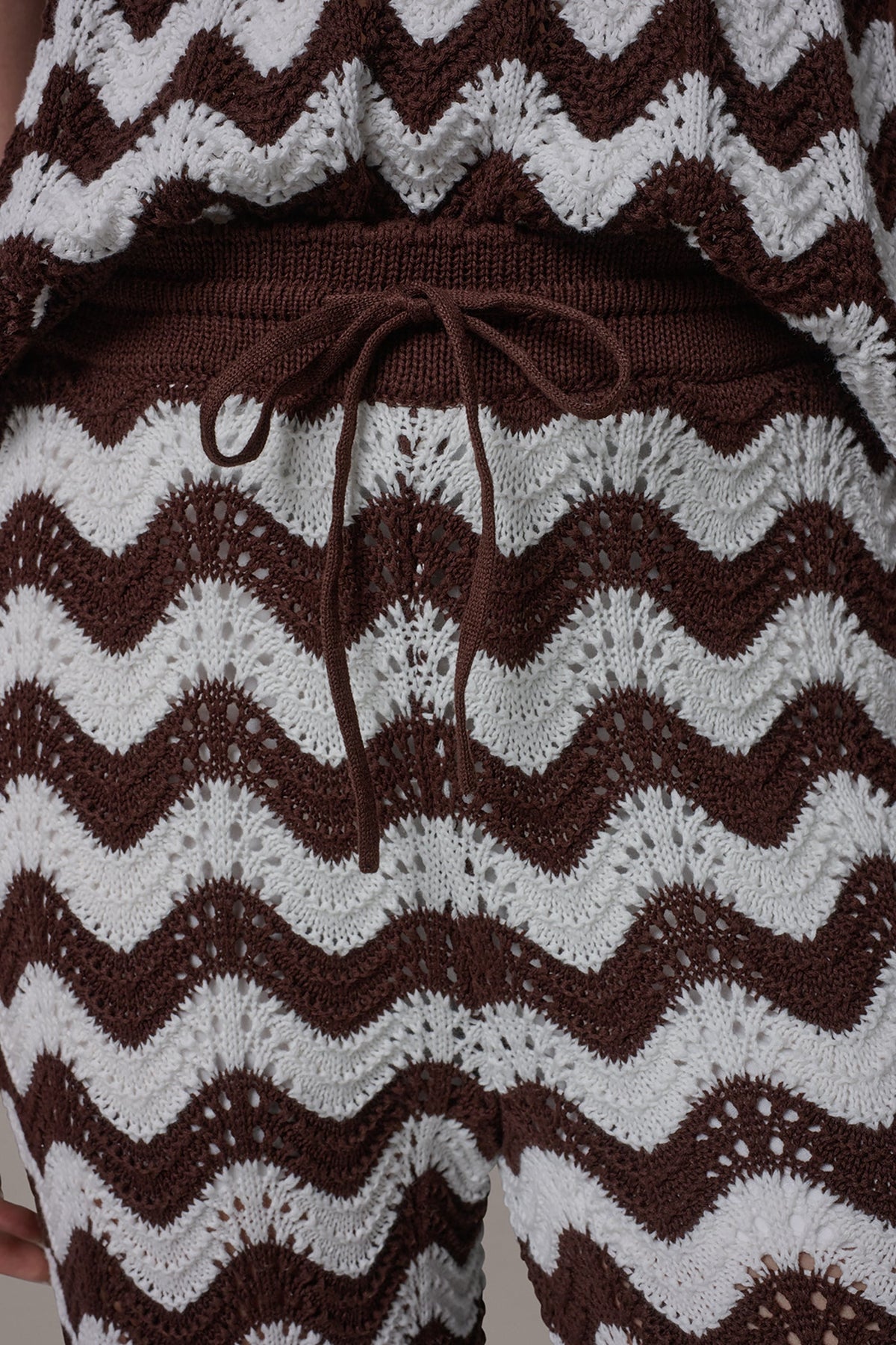 HIGH-RISE POINTELLE STRIPE PULL ON PANT - Canyon/Cream
