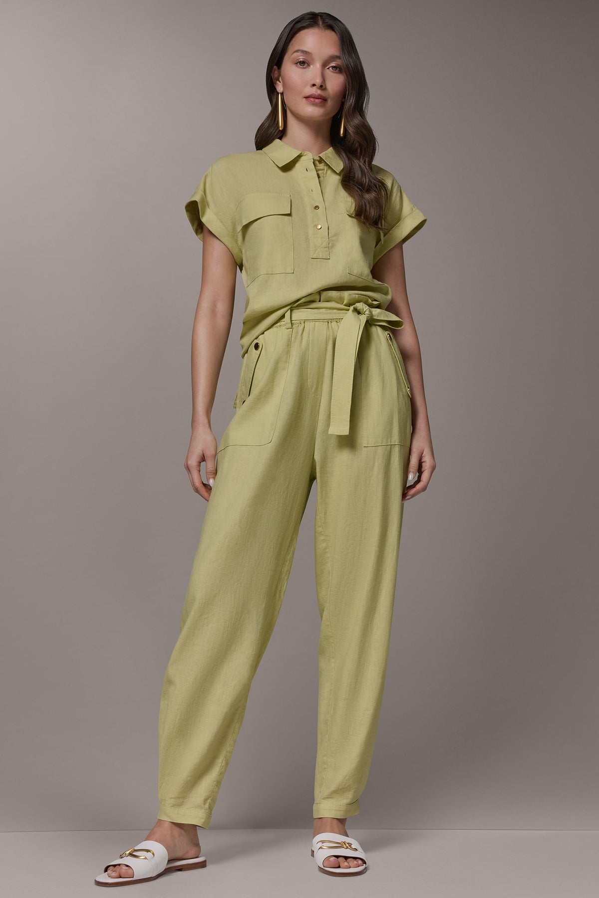 RELAXED PAPERBAG ANKLE PANT - Citrus