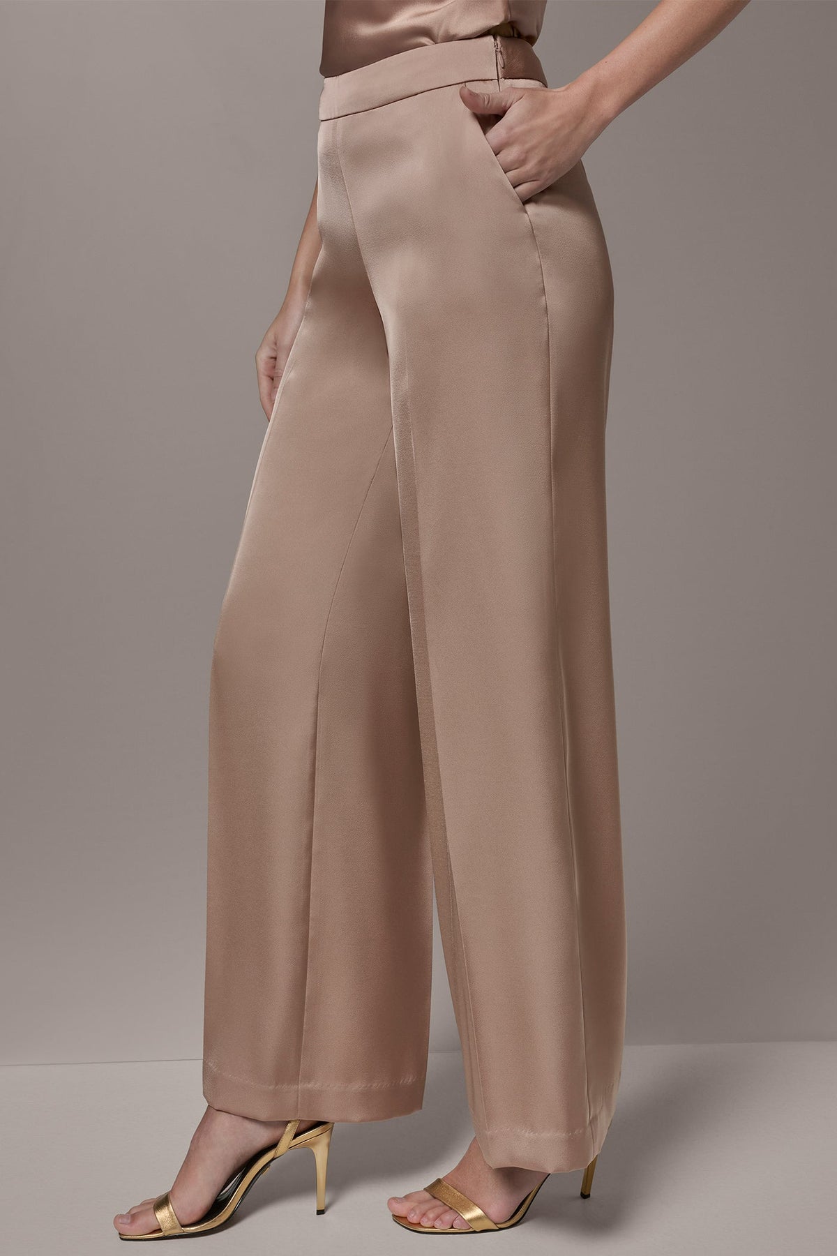 SATIN EXTRA HIGH-RISE WIDE-LEG SUIT PANT - Umbria