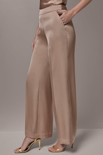 SATIN EXTRA HIGH-RISE WIDE-LEG SUIT PANT - Umbria