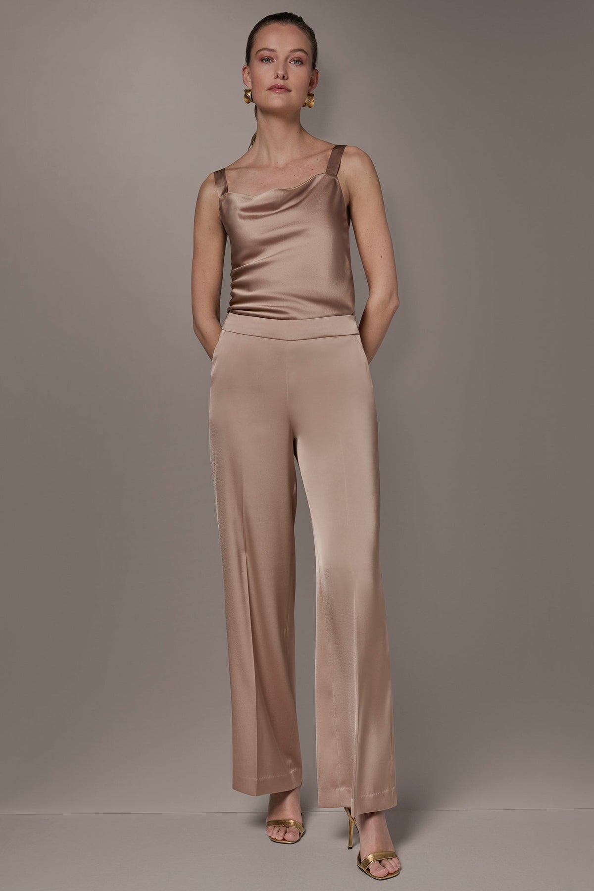 SATIN EXTRA HIGH-RISE WIDE-LEG SUIT PANT - Umbria
