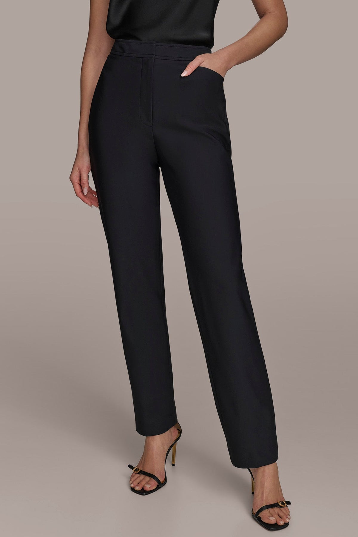 FLAT FRONT STRAIGHT PANT - Black