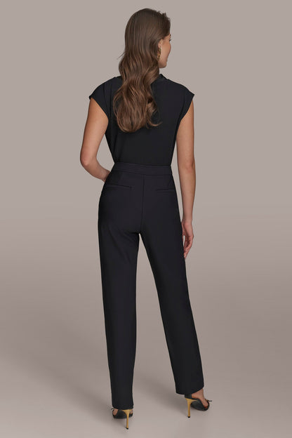 FLAT FRONT STRAIGHT PANT - Black