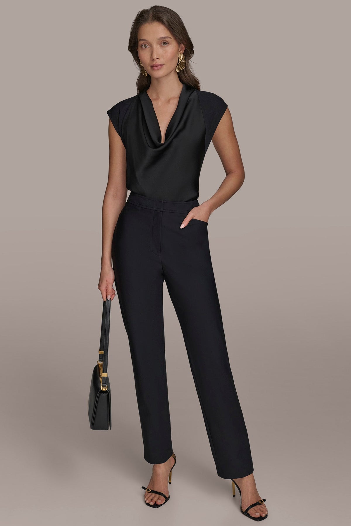 FLAT FRONT STRAIGHT PANT - Black