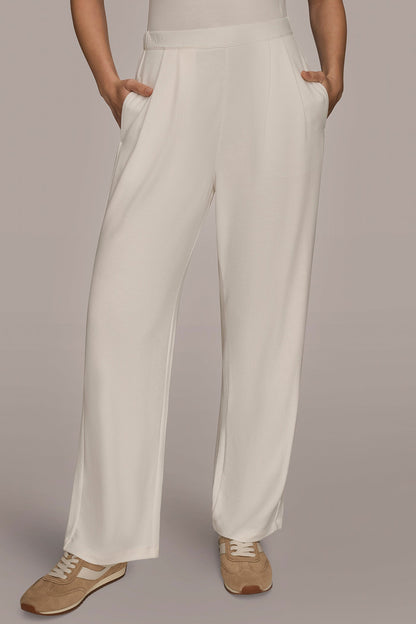 HIGH-RISE PLEATED PANT - CREAM