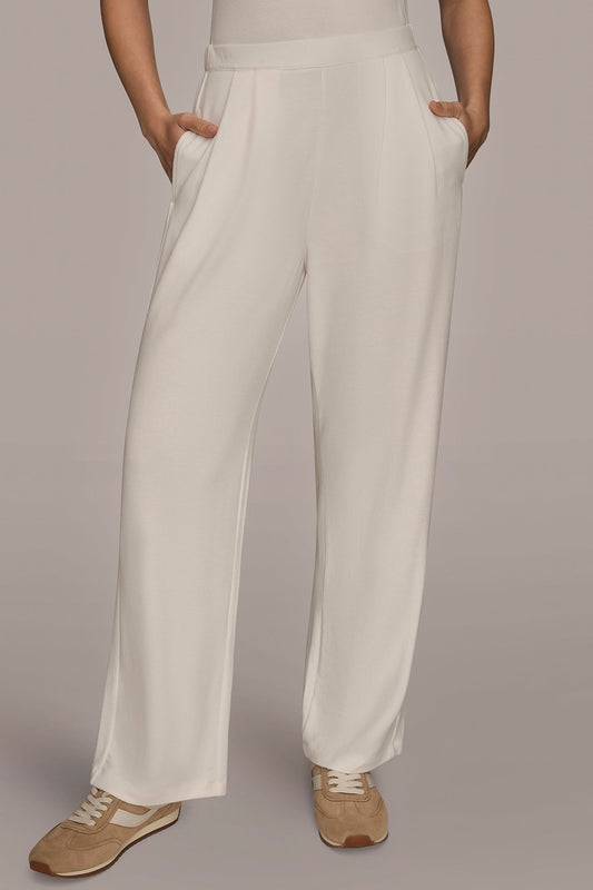 HIGH-RISE PLEATED PANT - CREAM