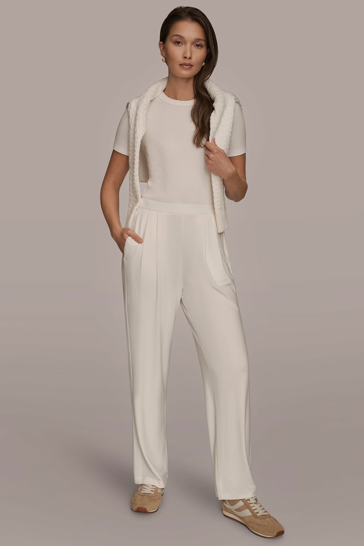 HIGH-RISE PLEATED PANT - CREAM
