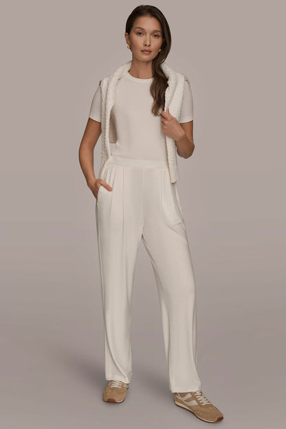 HIGH-RISE PLEATED PANT - CREAM