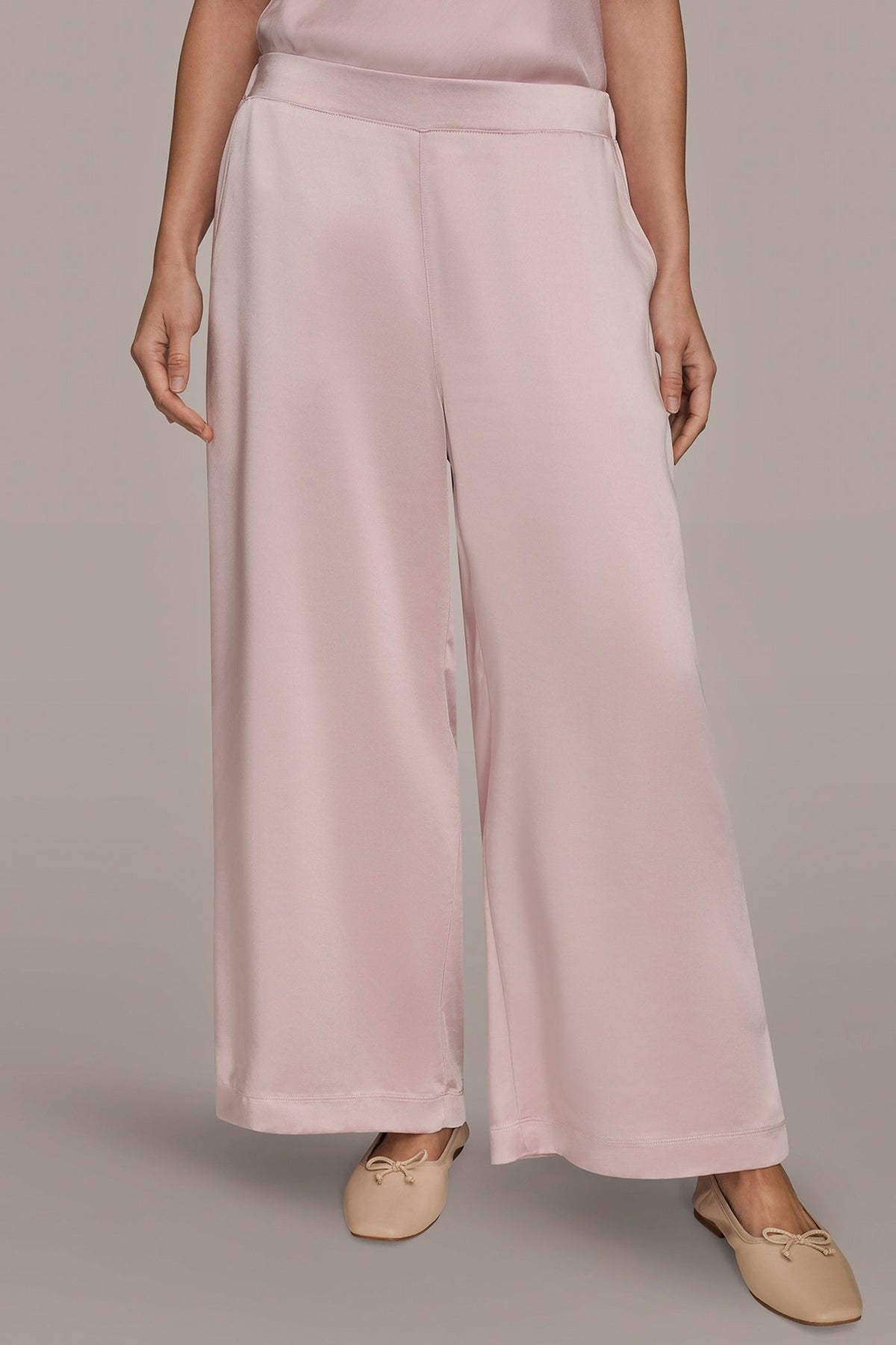 SATIN MID-RISE RELAXED PANT - PINK WISTERIA