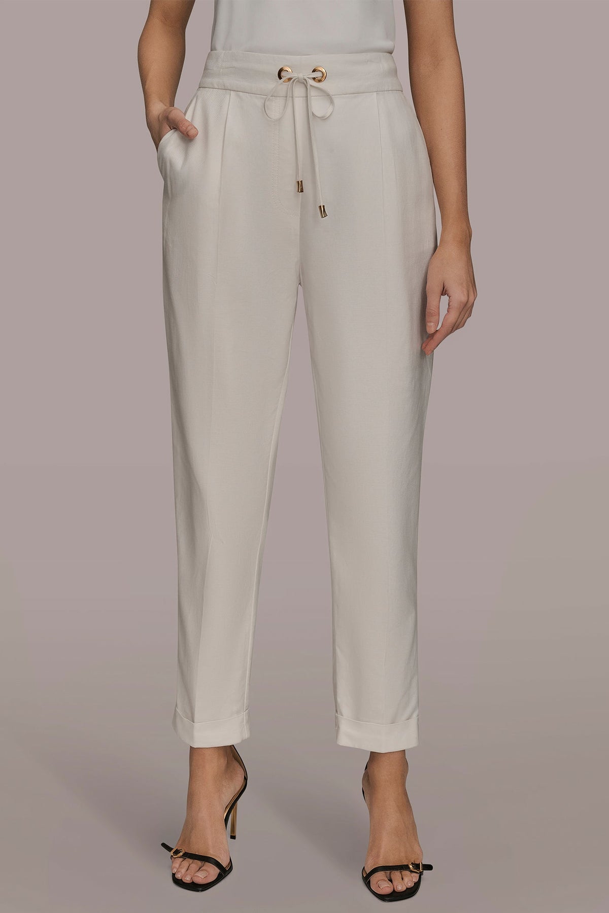 DRAWSTRING CUFFED PANT - CREAM