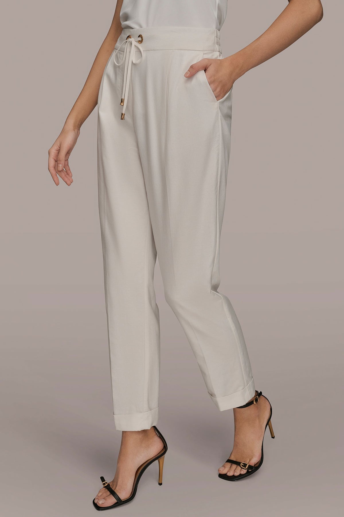 DRAWSTRING CUFFED PANT - CREAM