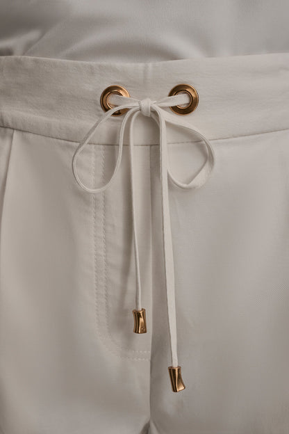 DRAWSTRING CUFFED PANT - CREAM