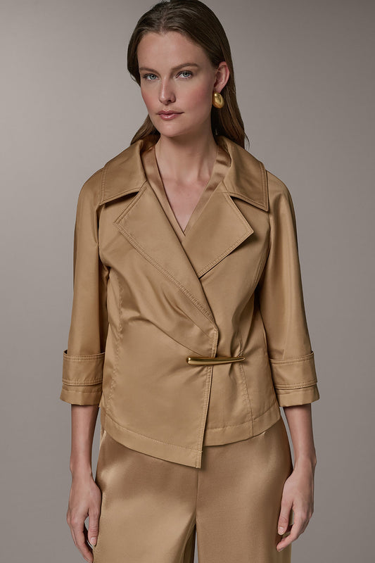 3/4 SLEEVE WRAP JACKET - Fawn