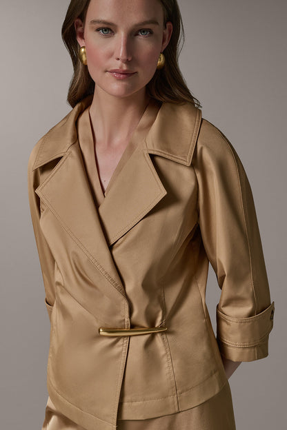 3/4 SLEEVE WRAP JACKET - Fawn