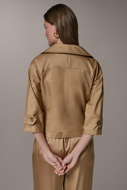 3/4 SLEEVE WRAP JACKET - Fawn