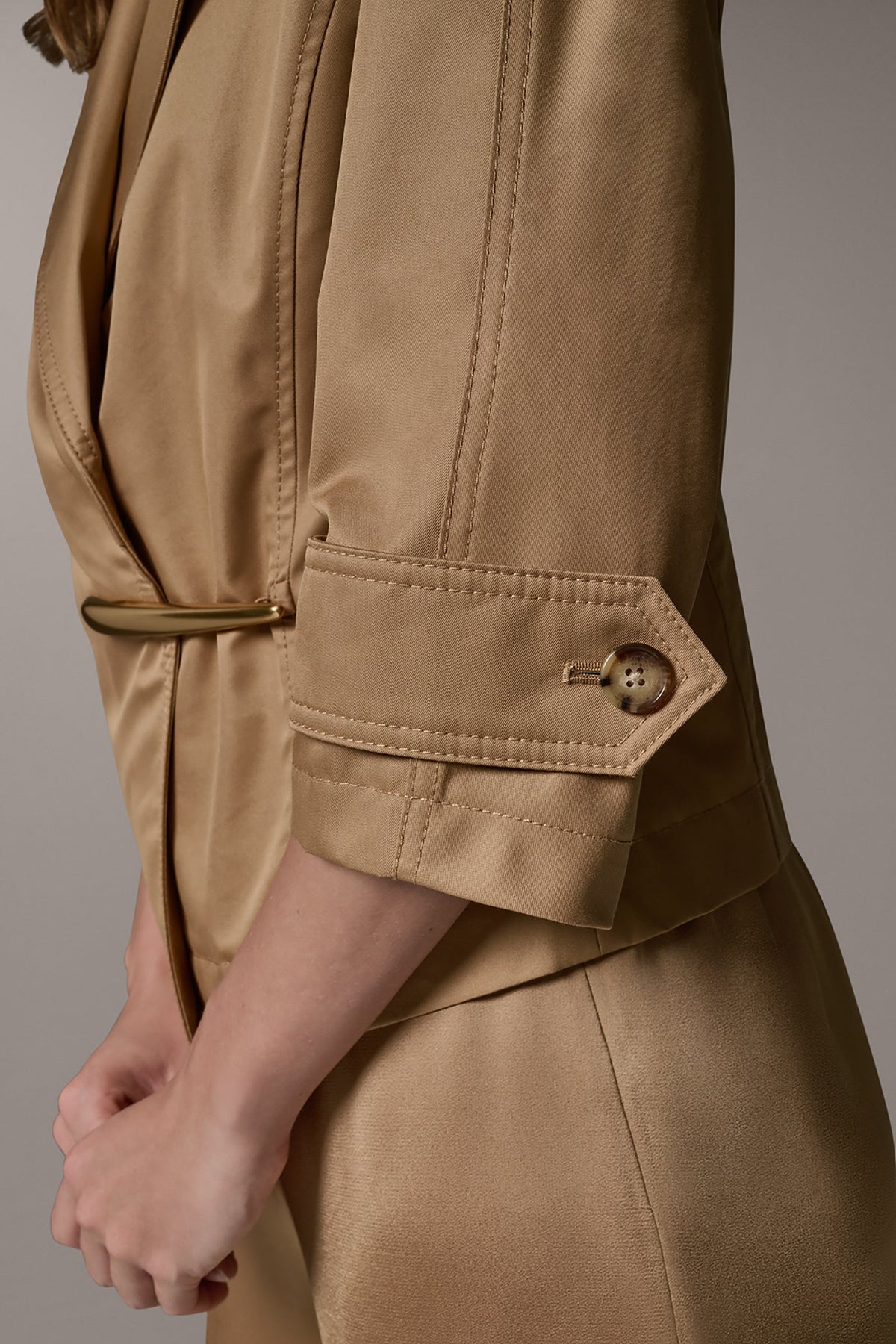 3/4 SLEEVE WRAP JACKET - Fawn