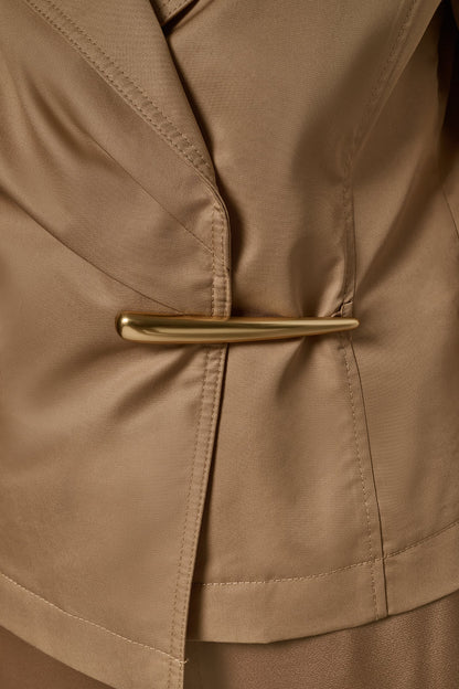 3/4 SLEEVE WRAP JACKET - Fawn