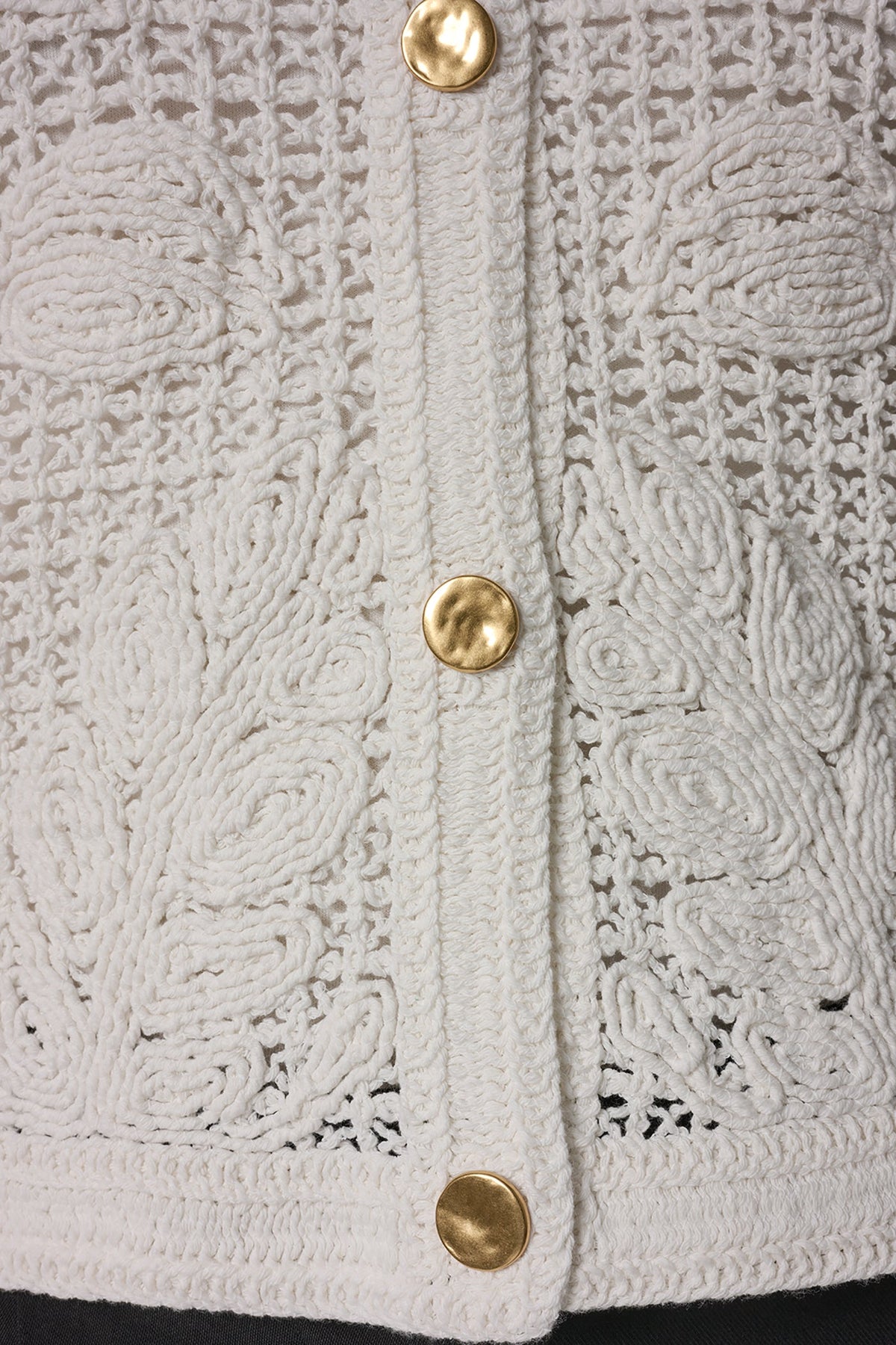 BELL SLEEVE FLORAL CROCHET JACKET - Cream