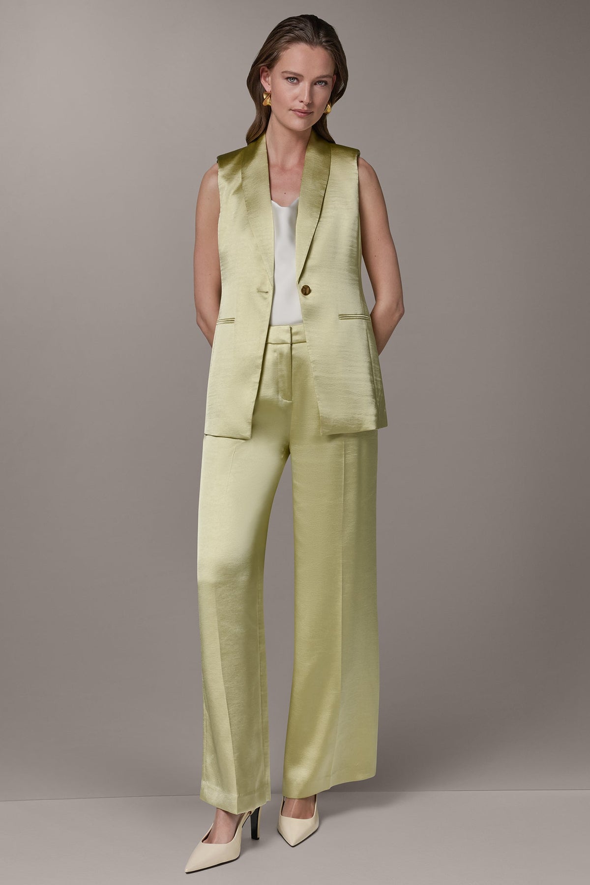 ONE BUTTON SUIT VEST - Citrus