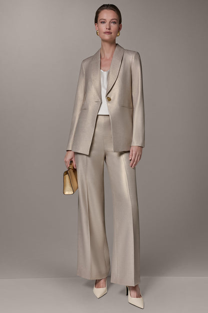METALLIC SUIT BLAZER - Light Fawn/Gold