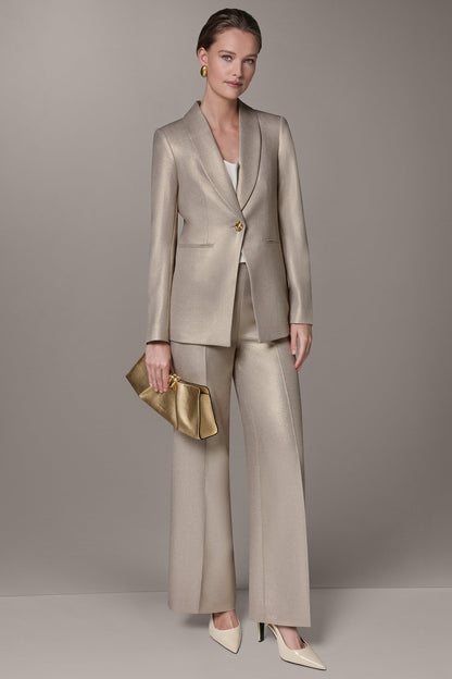 METALLIC SUIT BLAZER - Light Fawn/Gold