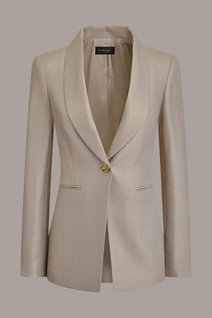 METALLIC SUIT BLAZER - Light Fawn/Gold