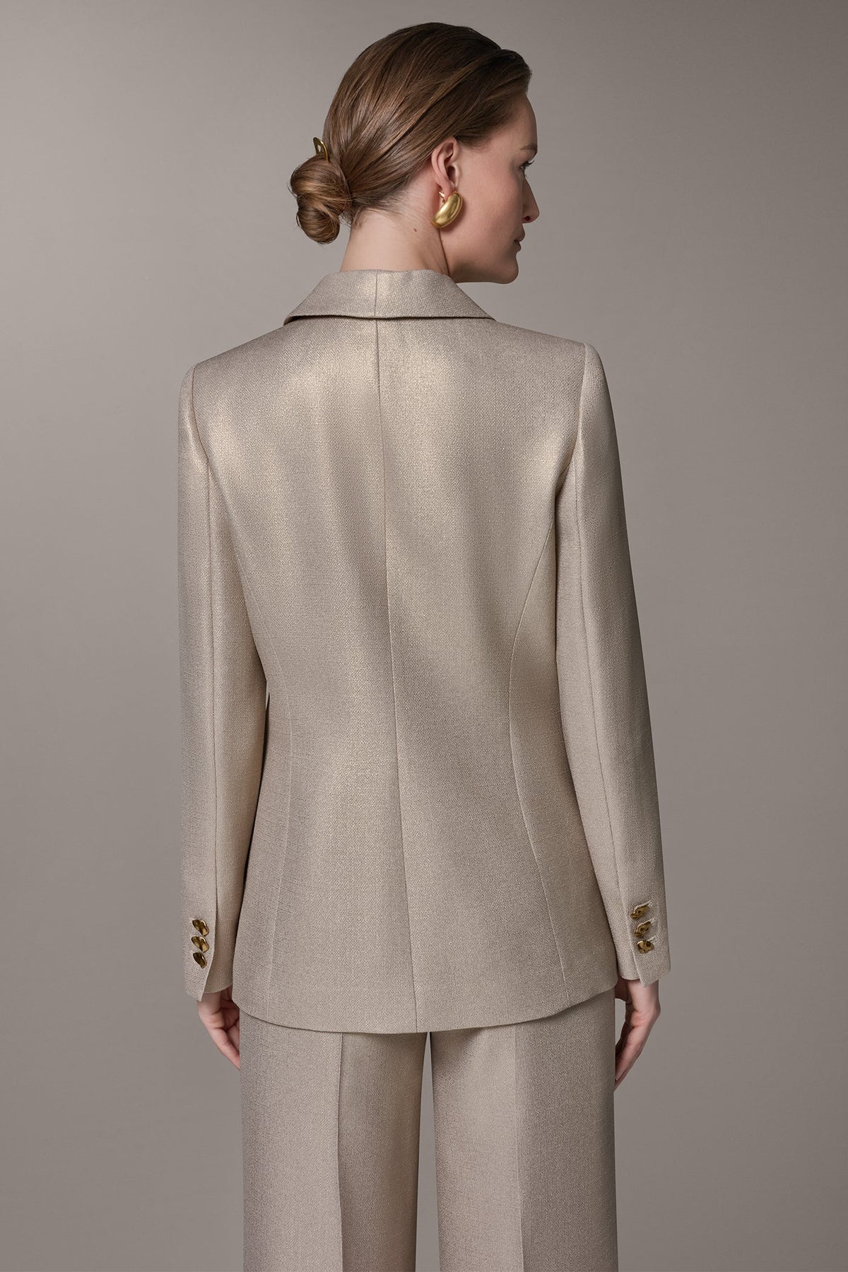 METALLIC SUIT BLAZER - Light Fawn/Gold