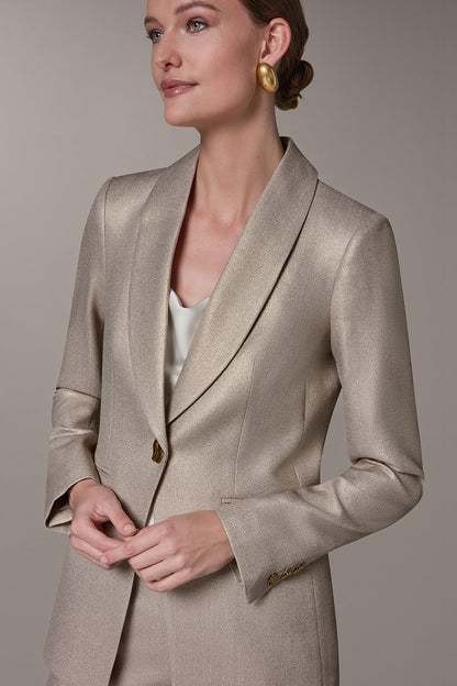 METALLIC SUIT BLAZER - Light Fawn/Gold