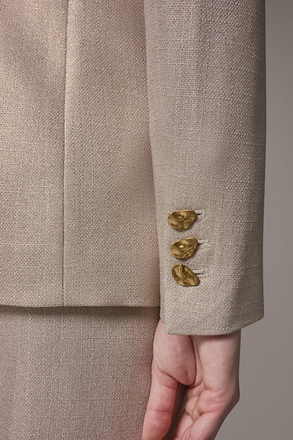 METALLIC SUIT BLAZER - Light Fawn/Gold