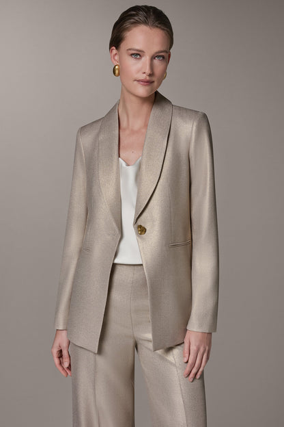 METALLIC SUIT BLAZER - Light Fawn/Gold