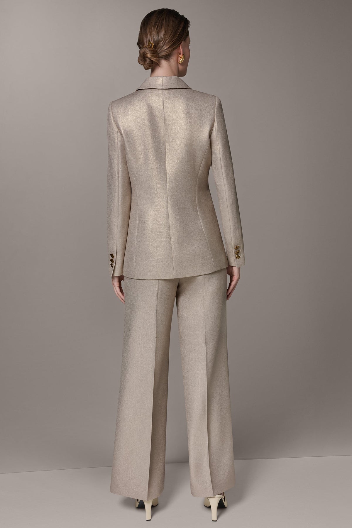 METALLIC SUIT BLAZER - Light Fawn/Gold