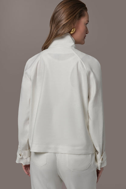 LINEN-BLEND UTILITY JACKET - Cream