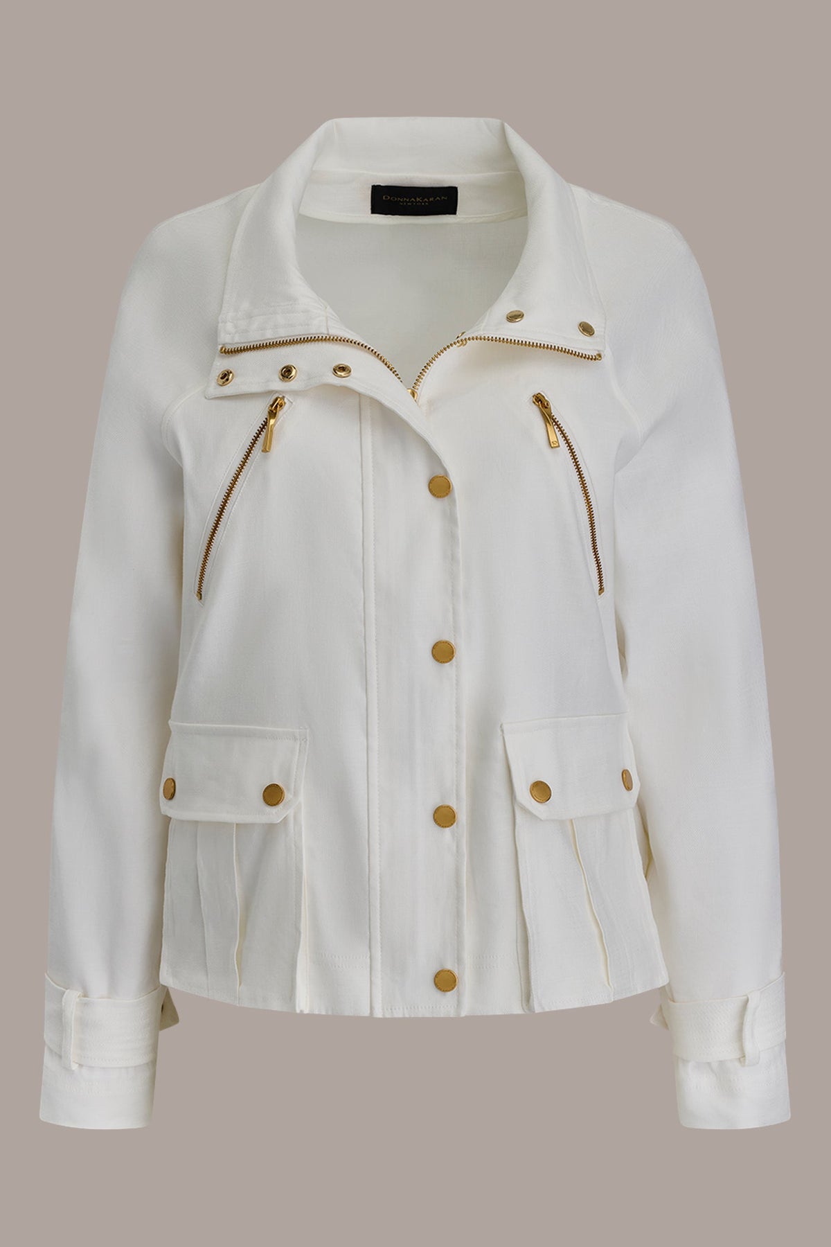 LINEN-BLEND UTILITY JACKET - Cream