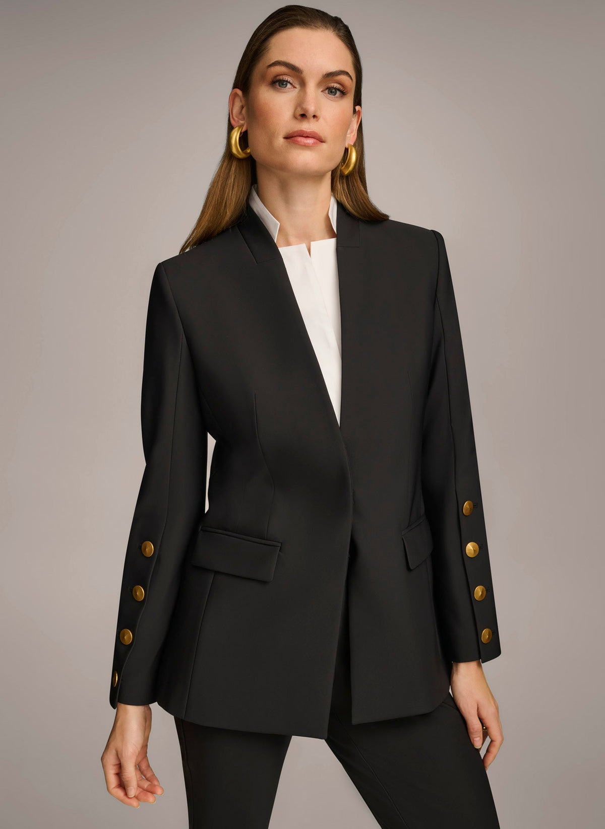 JACKET WITH BUTTON DETAILS ON SLEEVE - Black