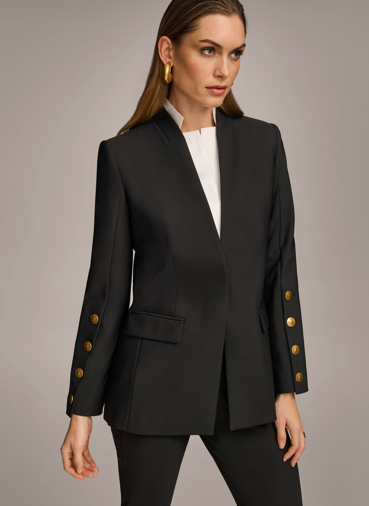 JACKET WITH BUTTON DETAILS ON SLEEVE - Black