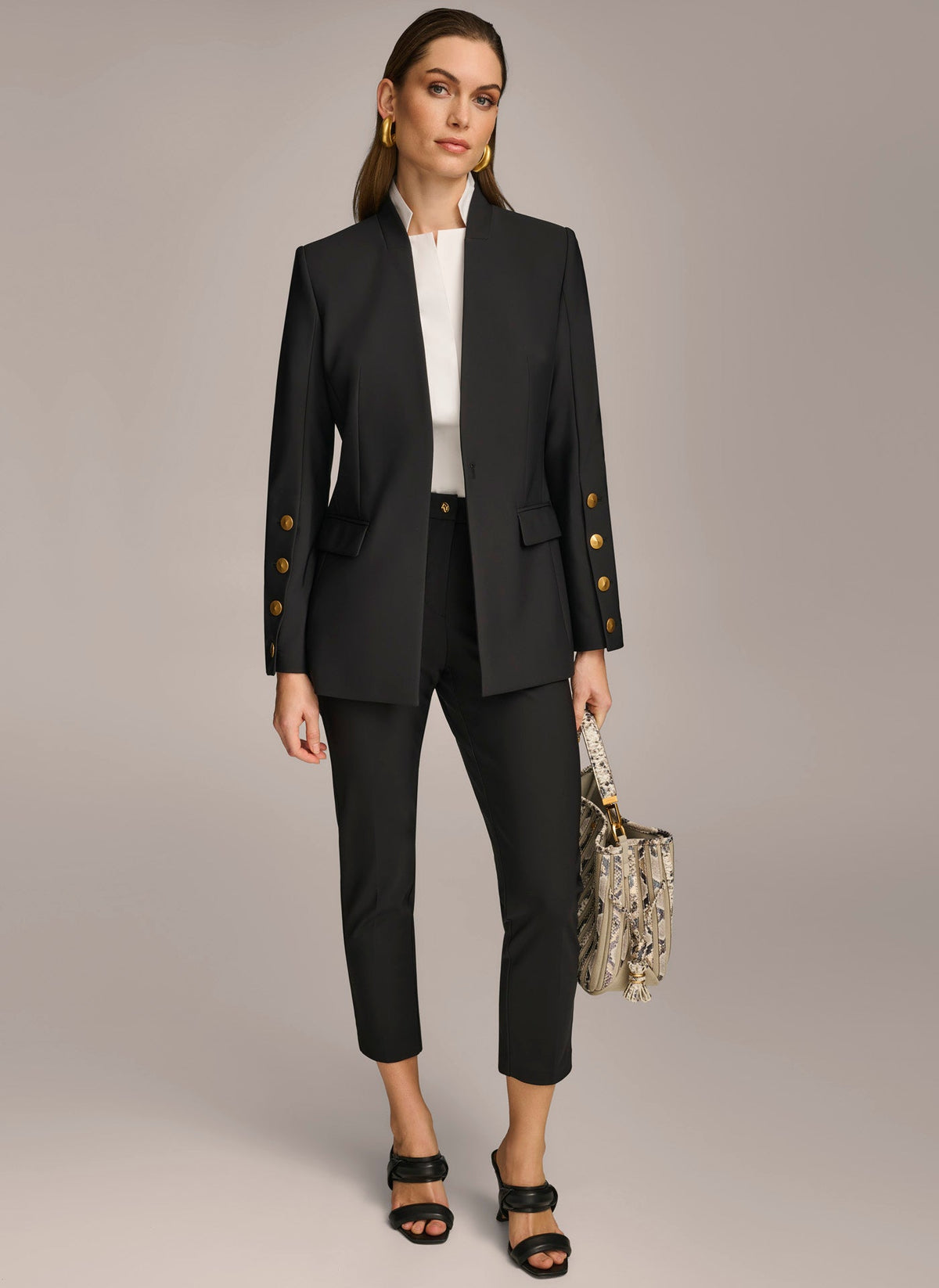 JACKET WITH BUTTON DETAILS ON SLEEVE - Black