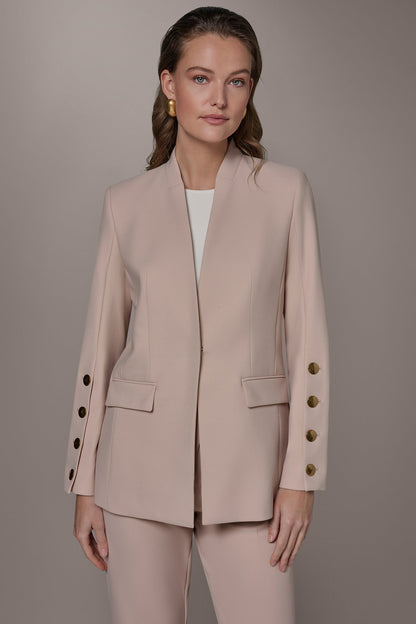 BUTTON SLEEVE SUIT BLAZER - Snow Petal