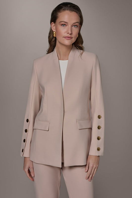 BUTTON SLEEVE SUIT BLAZER - Snow Petal