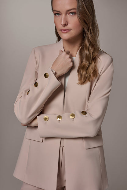 BUTTON SLEEVE SUIT BLAZER - Snow Petal