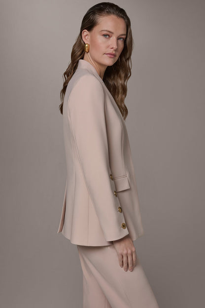 BUTTON SLEEVE SUIT BLAZER - Snow Petal
