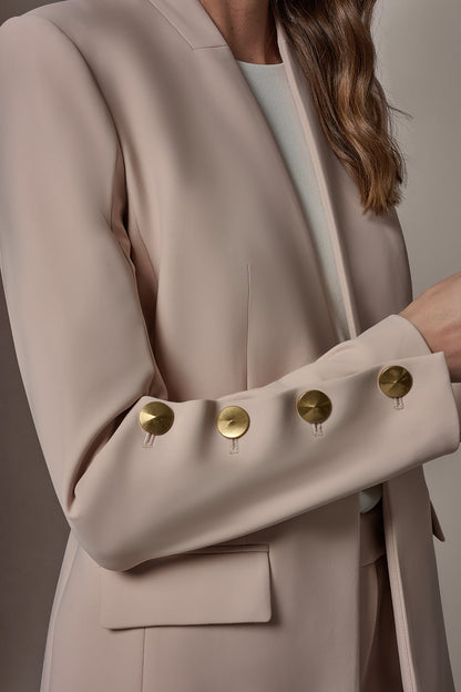 BUTTON SLEEVE SUIT BLAZER - Snow Petal