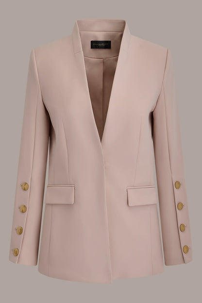 BUTTON SLEEVE SUIT BLAZER - Snow Petal