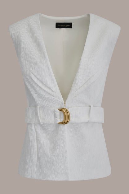 EXTENDED SHOULDER VEST - Cream