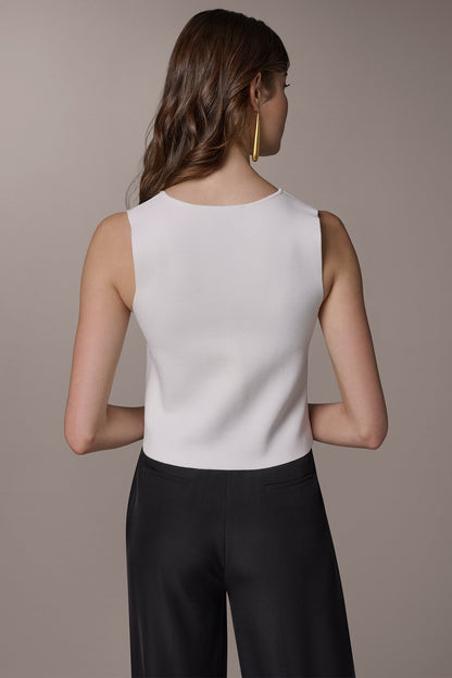 CROPPED SWEATER SUIT VEST - Cream